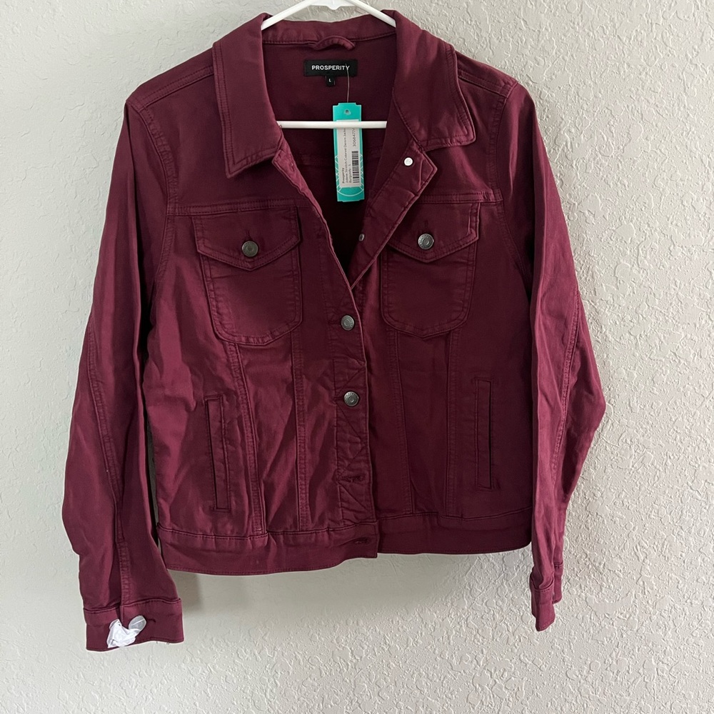 Women's Maroon Denim Jacket